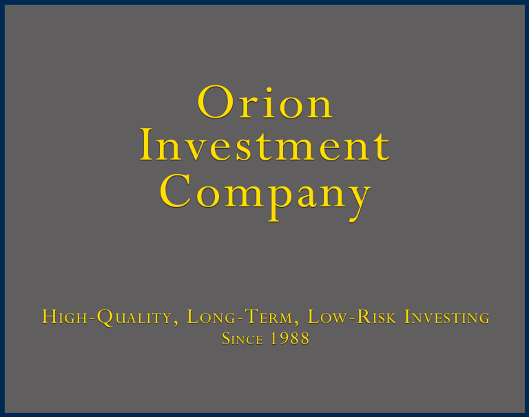 Orion Investment - Digital Media